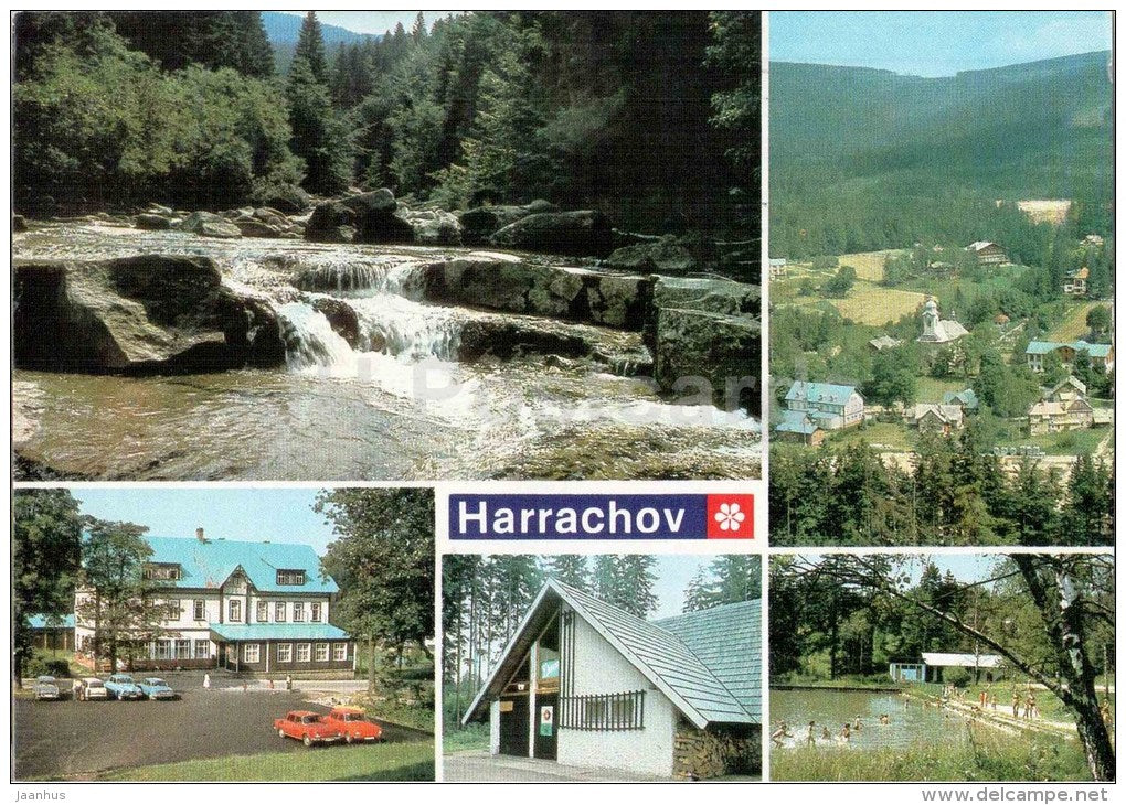 Harrachov - Krkonose - mountain river - swimming pool - Czechoslovakia - Czech - used 1984 - JH Postcards