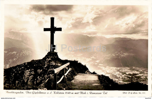 Berchtesgaden - Das Gipfelkreuz a d Kehlstein mit Blick i Ramsauer Tal - old postcard - Germany - unused - JH Postcards