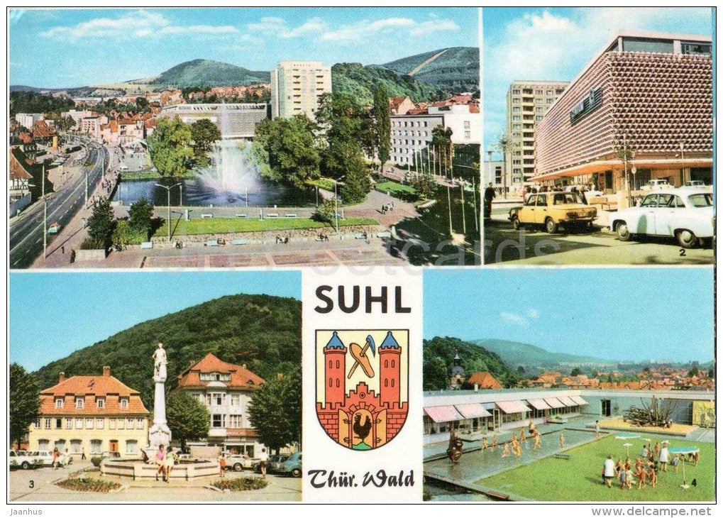 Suhl , Thür. Wald - Stadtzentrum - Warenhaus Centrum - Markt - Kindergarten - Germany - gelaufen - JH Postcards