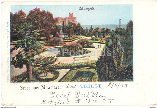 Gruss aus Miramare - Triest -Trieste - Schlosspark - old postcard - 1899 - Italy - used - JH Postcards