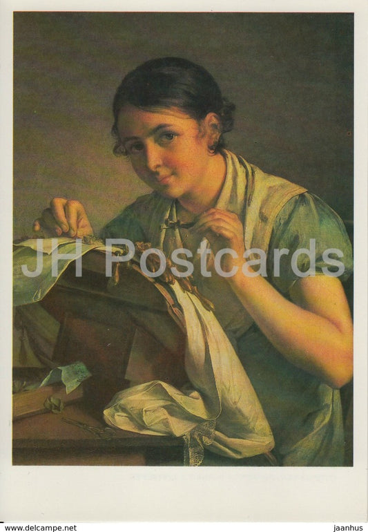 painting by V. Tropinin - Lacemaker - young woman - Russian art - 1987 - Russia USSR - unused