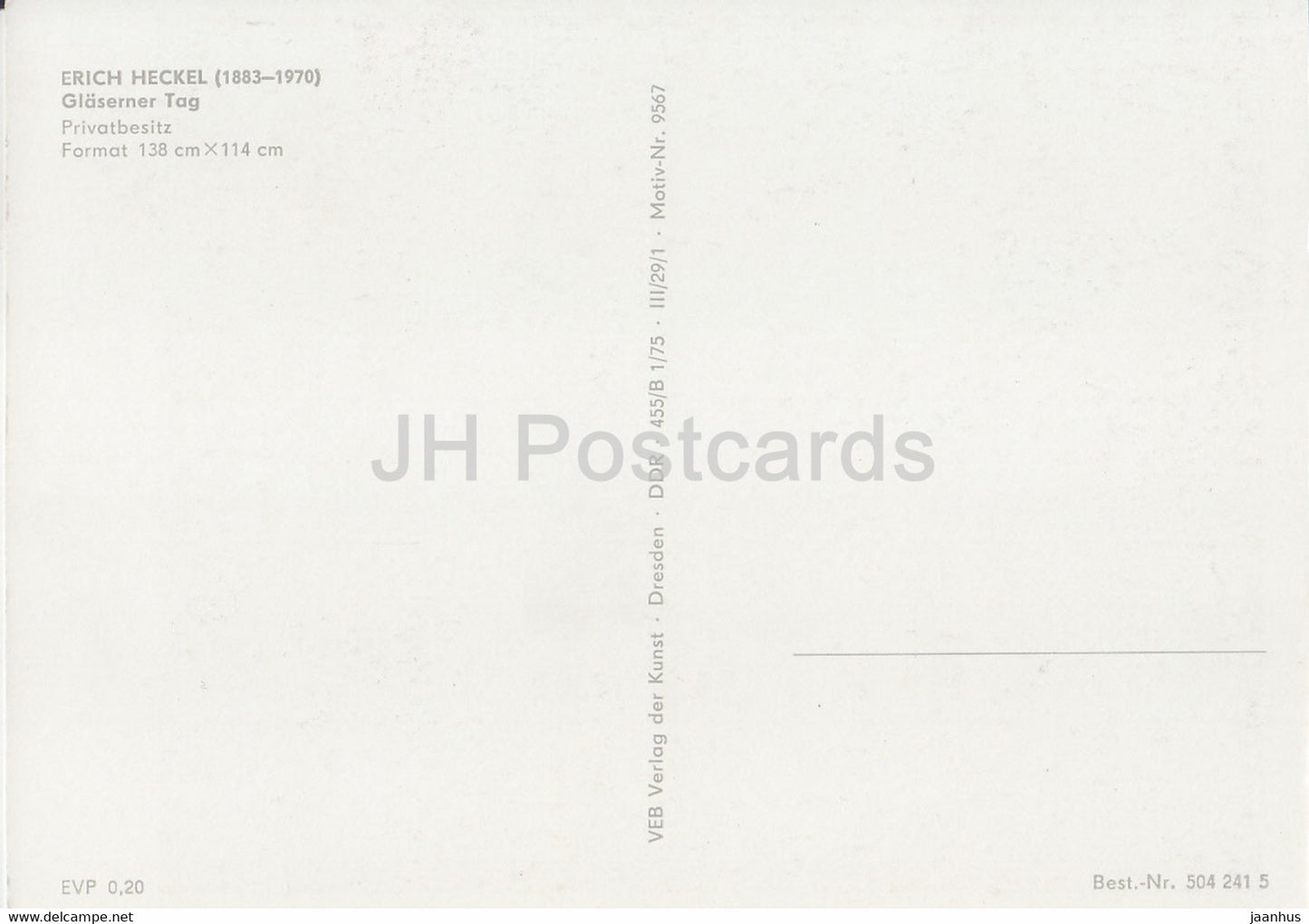 painting by Erich Heckel - Glaserner Tag - 9567 - German art - Germany DDR - unused