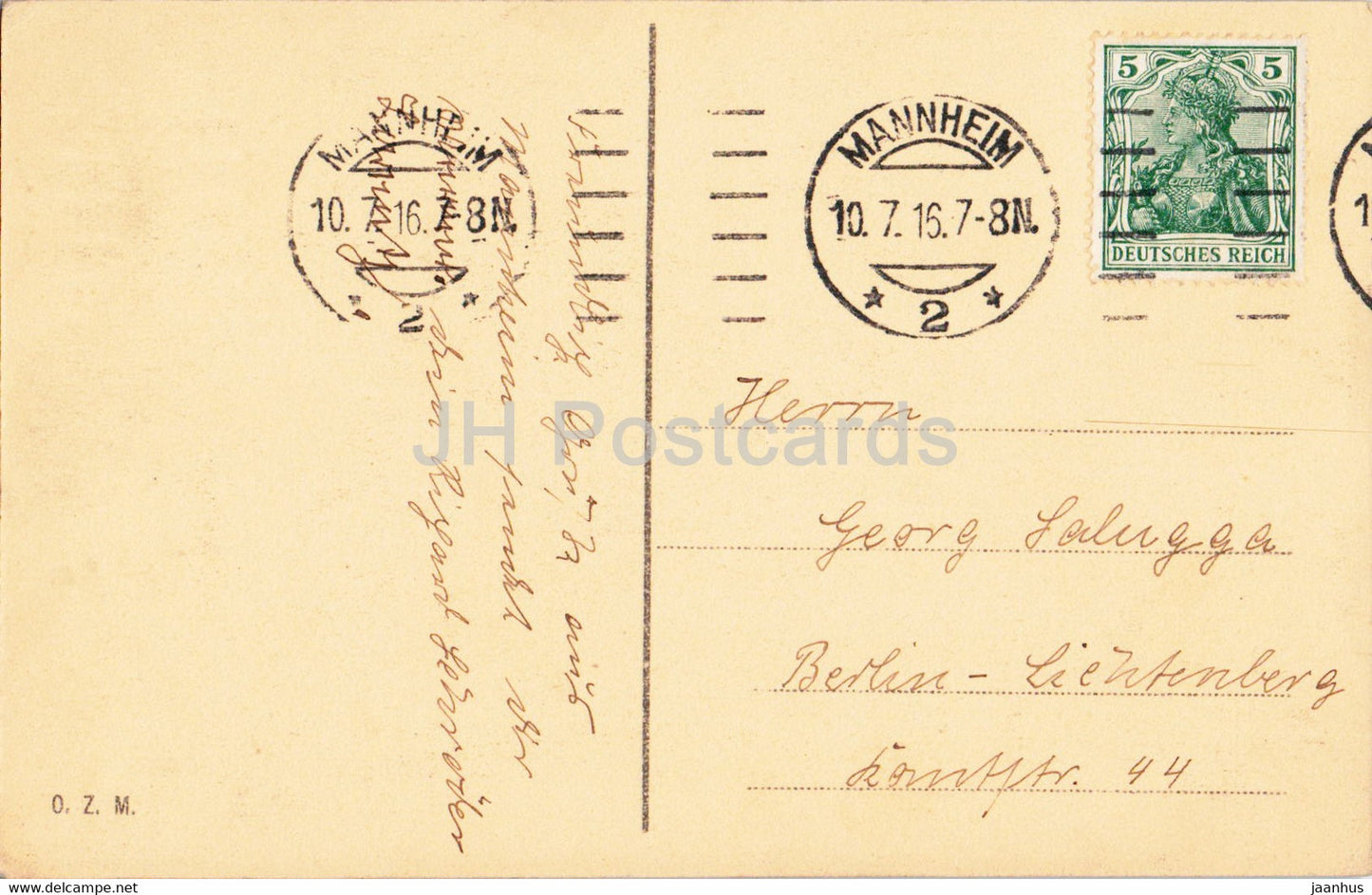 Mannheim - Christuskirche - church - old postcard - 1916 - Germany - used