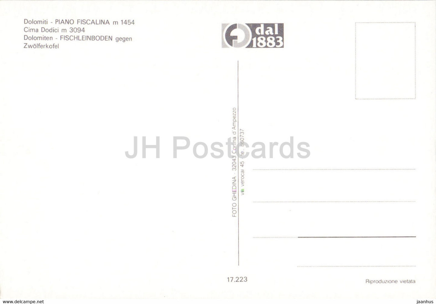 Dolomiti - Piano Fiscalina 1454 m - Cima Dodici 3094 m - Fischleinboden - Zwolferkofel - Italy - unused