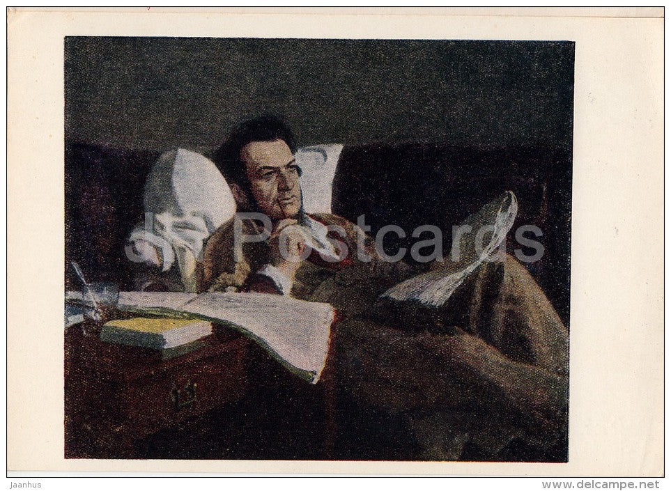 painting by I. Repin - Russian Composer Mikhail Glinka , 1887 - Russian art - 1955 - Russia USSR - unused - JH Postcards