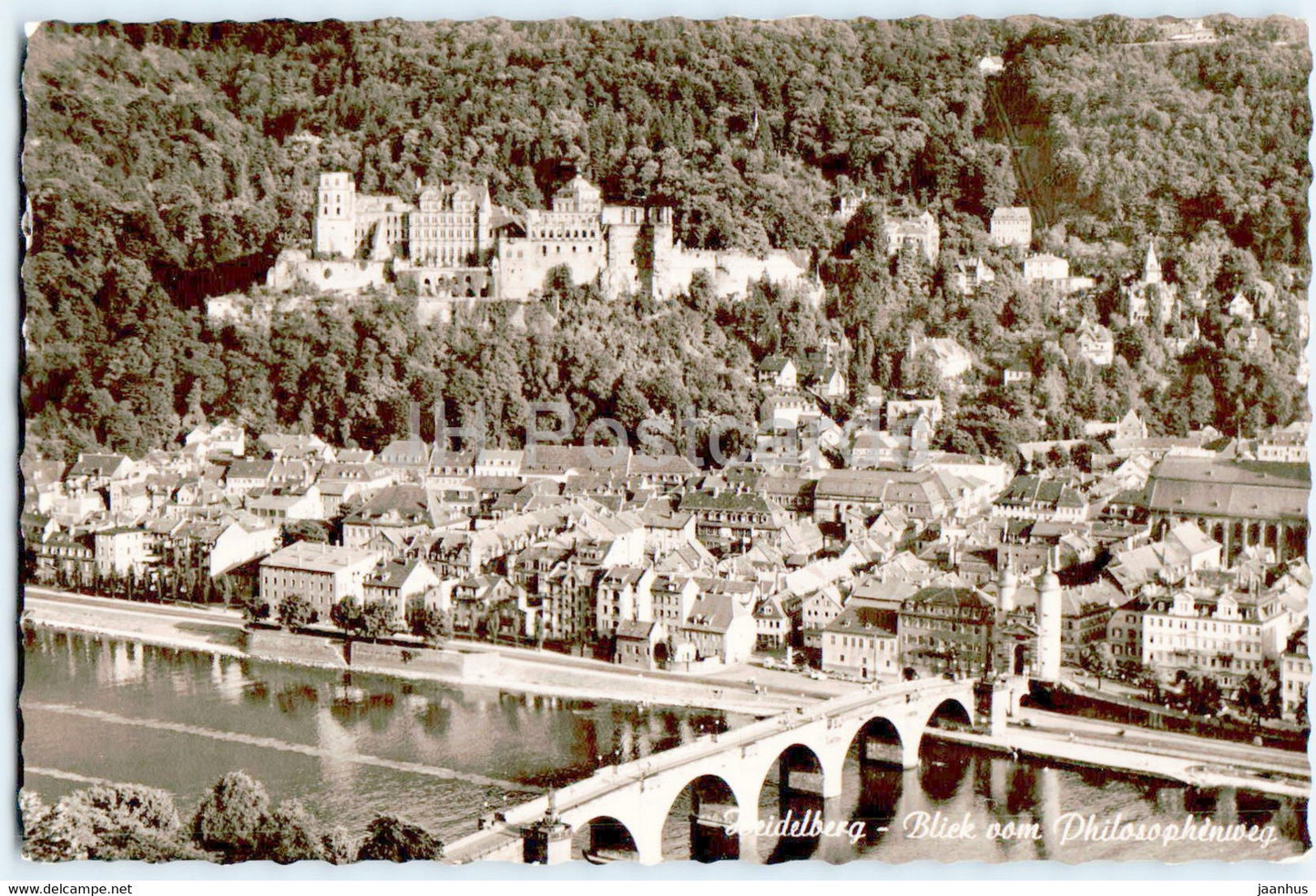 Heidelberg - Blick vom Philosophenweg - bridge - old postcard - Germany - used - JH Postcards