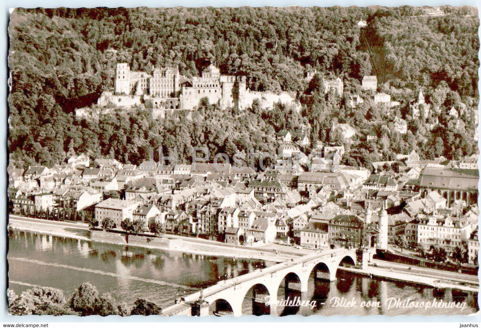 Heidelberg - Blick vom Philosophenweg - bridge - old postcard - Germany - used - JH Postcards