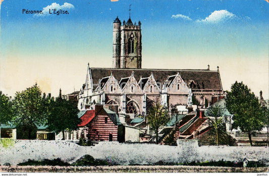 Peronne - L'Eglise - church - 5383 - old postcard - 1916 - France - used - JH Postcards