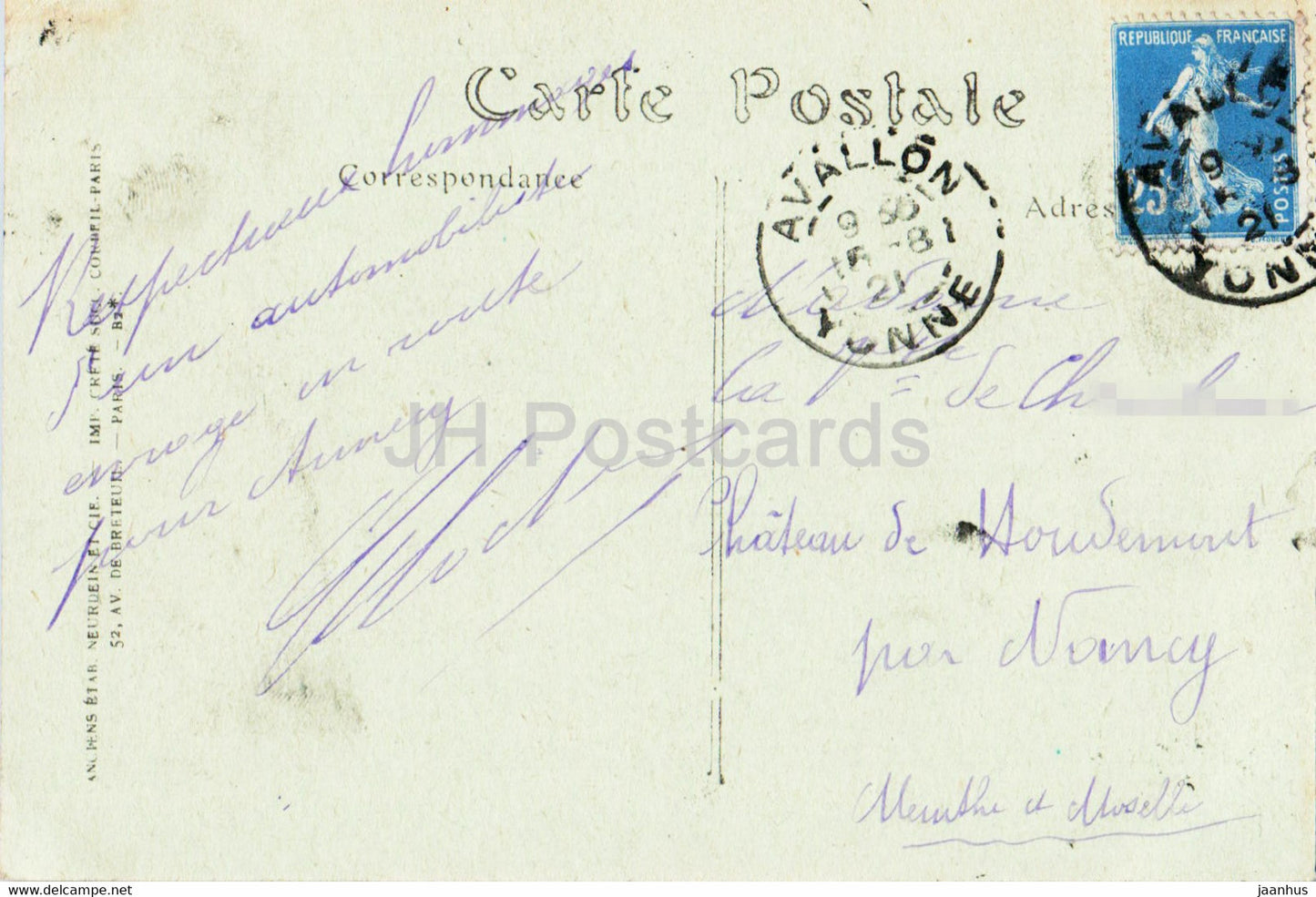 Avallon - Vue generale prise des Chaumes - 65 - old postcard - 1921 - France - used