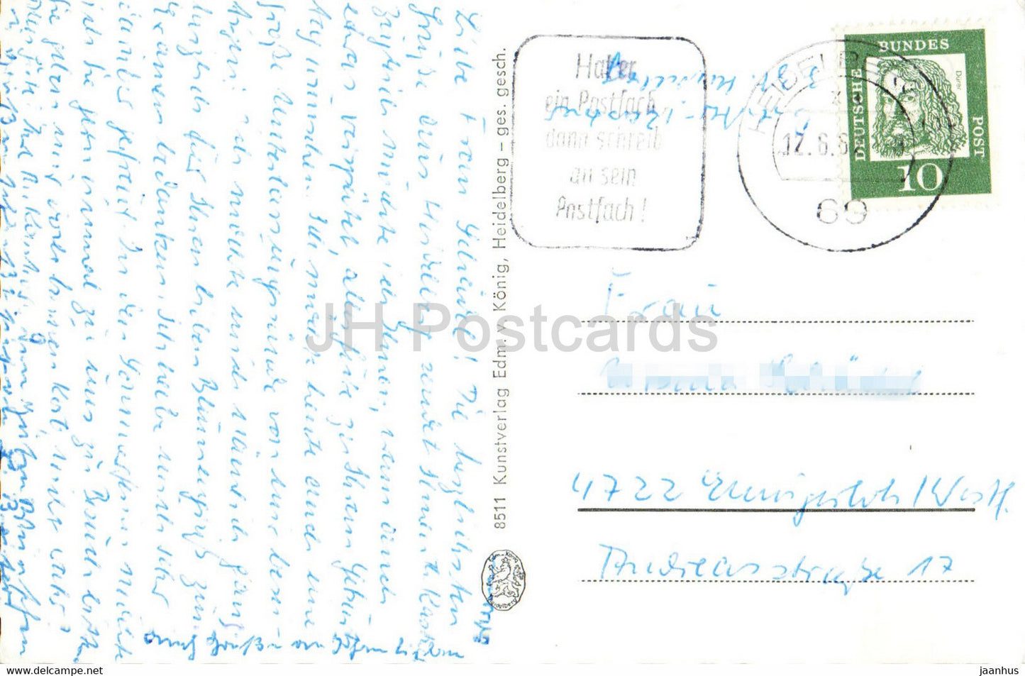 Heidelberg - Blick vom Philosophenweg - bridge - old postcard - Germany - used