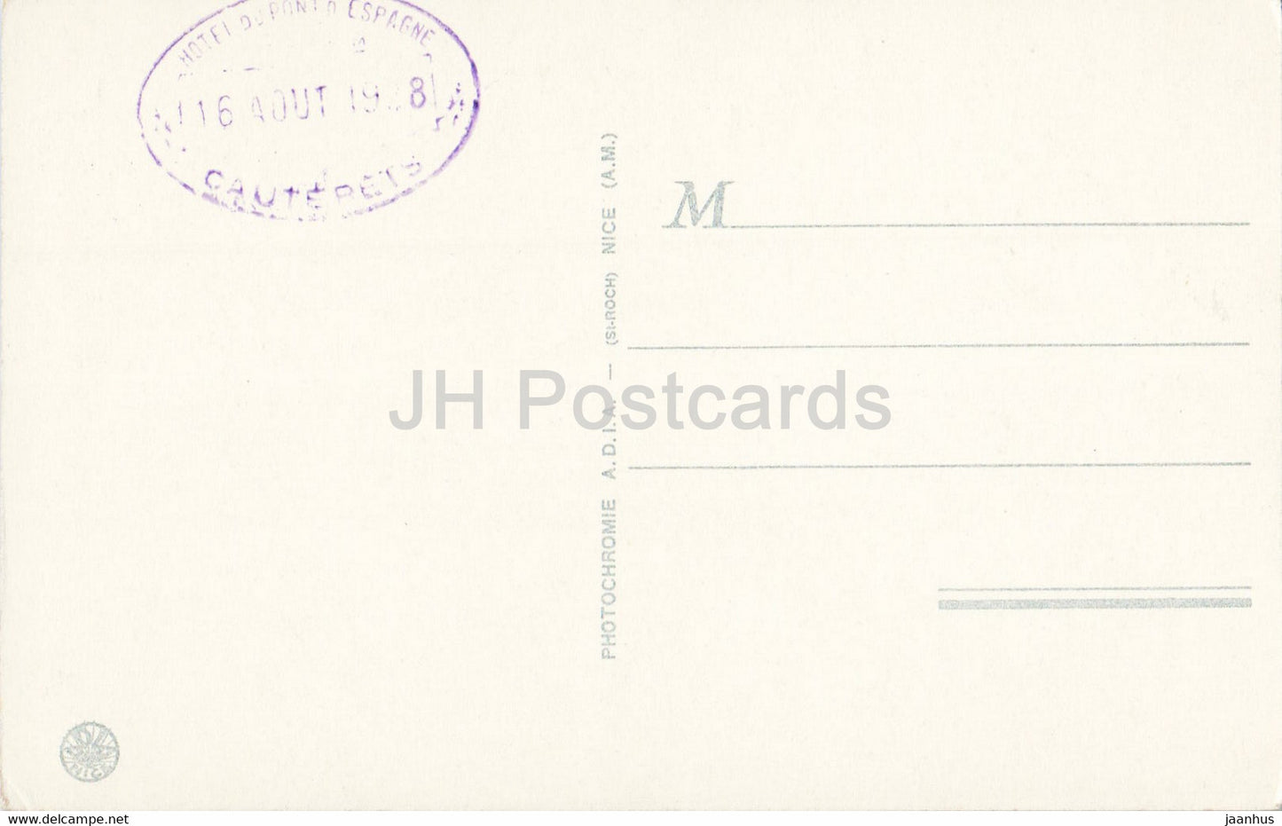 Cauterets - Le Pont d'Espagne 1500 m - bridge - 3713 - old postcard - France - unused