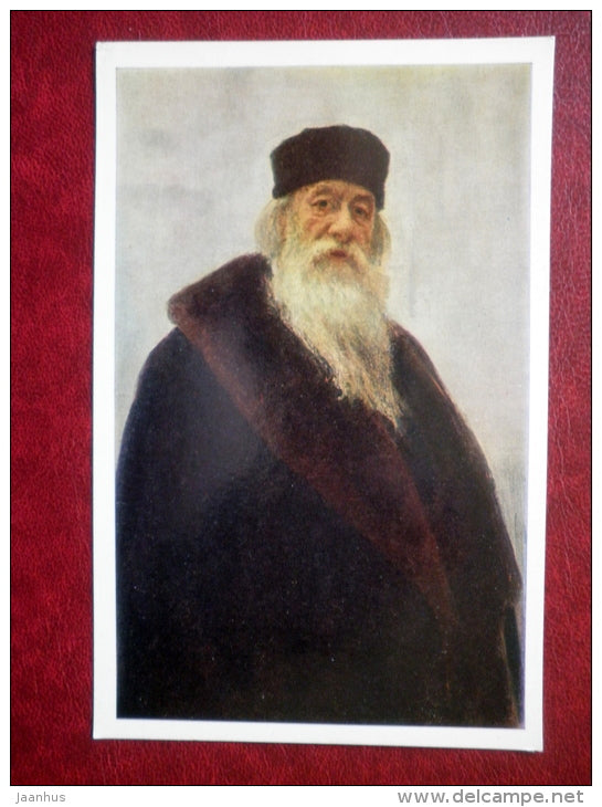 painting by I. Repin , Portrait of Vladimir Stasov music and art critic , 1883  - russian art  - unused - JH Postcards
