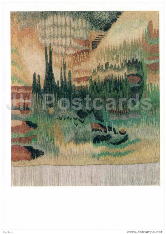 tapestry by Zh. Genovaite - Forest , 1975 - arras - Lithuanian Gobelain - Lithuania - 1977 - unused - JH Postcards