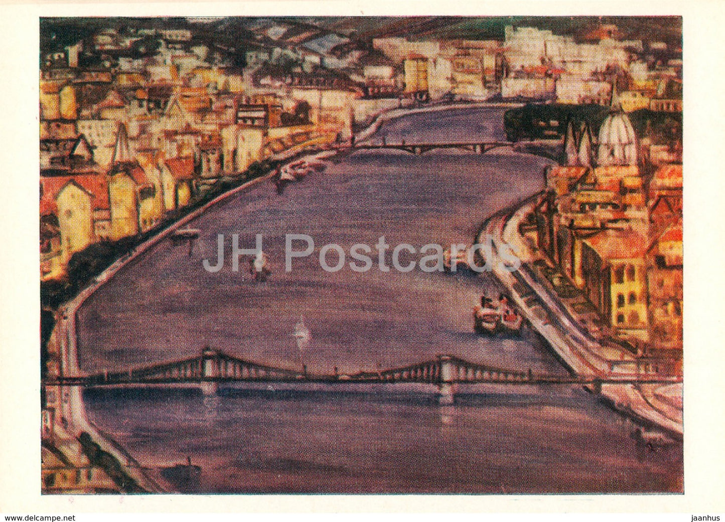 painting by G. Chernyavsky - Danube river . Hungary - Russian art - 1981 - Russia USSR - unused