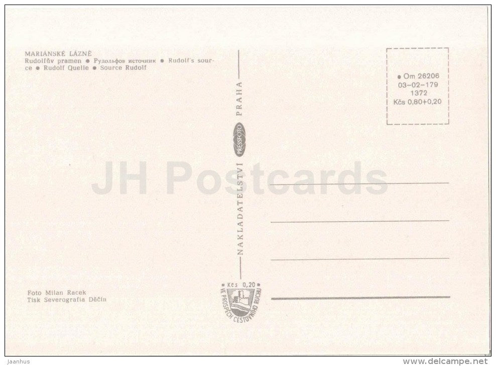 Marianske Lazne - Marienbad - Rudolf´s Source - Czechoslovakia - Czech - unused - JH Postcards