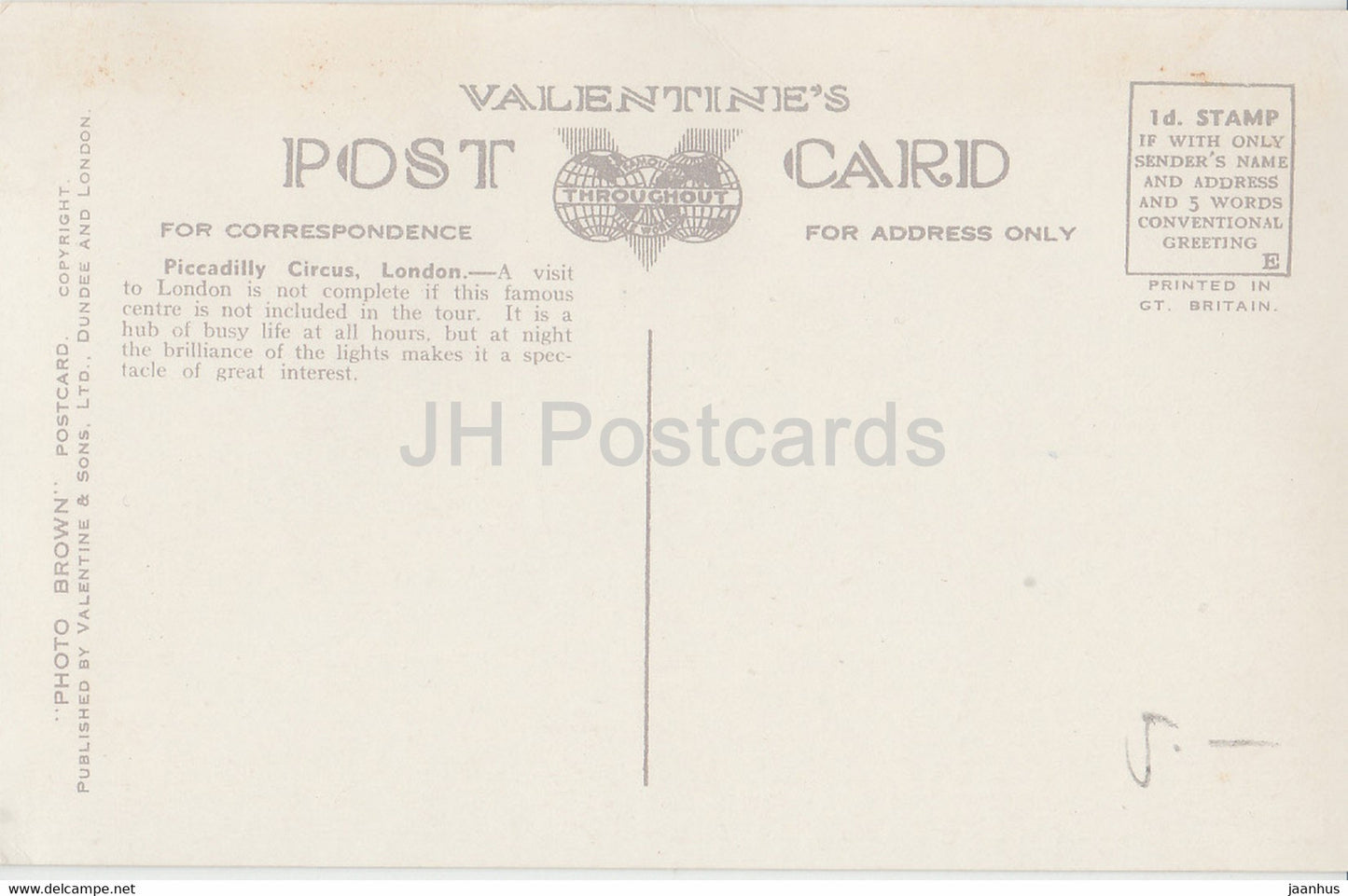 London - Piccadilly Circus - Valentine - Auto - Bus - 216753 - alte Postkarte - England - Vereinigtes Königreich - unbenutzt