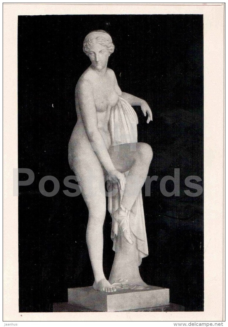 sculpture by I. Vitali - Venus removes sandals , 1852 - russian art - unused - JH Postcards