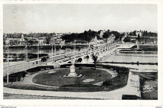 Tours - Vue Generale du grand Pont de pierre et la Loire - bridge - 2 - old postcard - 1936 - France - used - JH Postcards