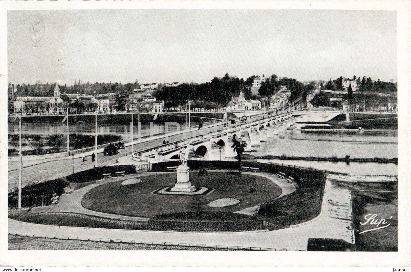 Tours - Vue Generale du grand Pont de pierre et la Loire - bridge - 2 - old postcard - 1936 - France - used - JH Postcards