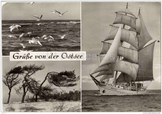Grusse von der Ostsee - sailing ship - im Bezirk Rostock - Germany - used - JH Postcards