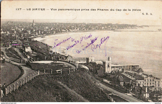 Le Havre - Vue Panoramique prise des Phares du Cap de la Heve - 137 - old postcard - France - used - JH Postcards