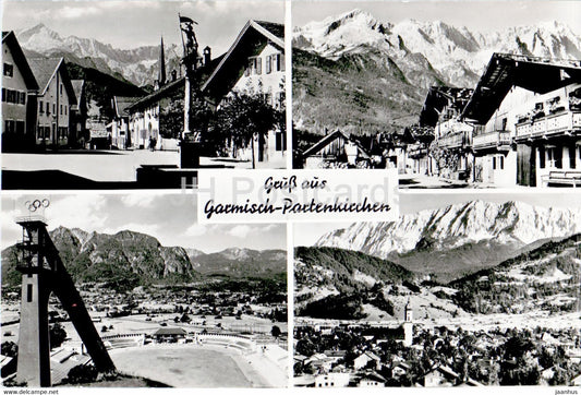 Gruss aus Garmisch Partenkirchen - olympic ski jumping hill - old postcard - Germany - used - JH Postcards