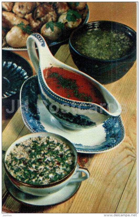 Souces - Georgian cuisine - dishes - Georgia - 1972 - Russia USSR - unused - JH Postcards