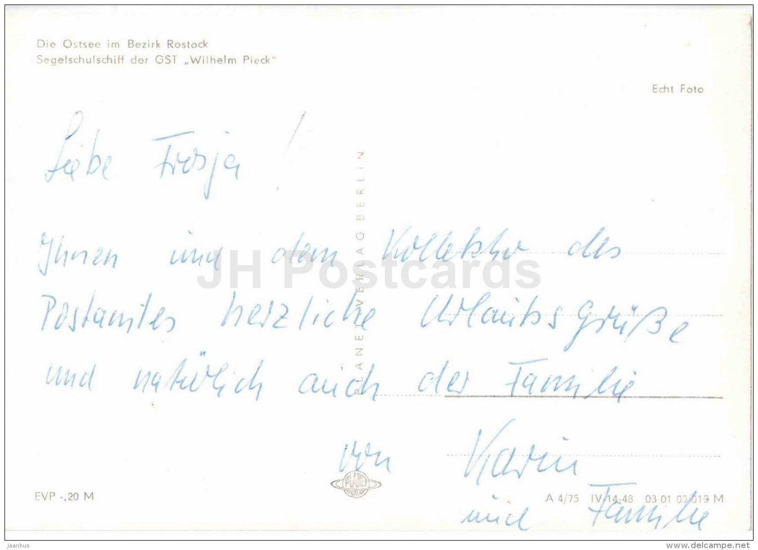 Grusse von der Ostsee - sailing ship - im Bezirk Rostock - Germany - used - JH Postcards