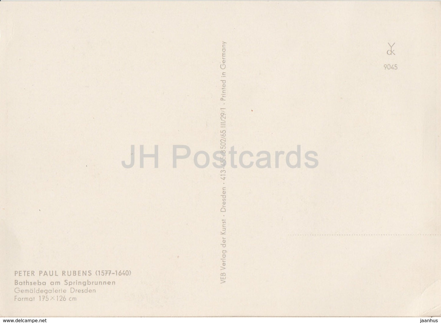 Gemälde von Peter Paul Rubens - Bathseba am Springbrunnen - nackte Frau - Akt - Hund Flämische Kunst - Deutschland DDR - unbenutzt