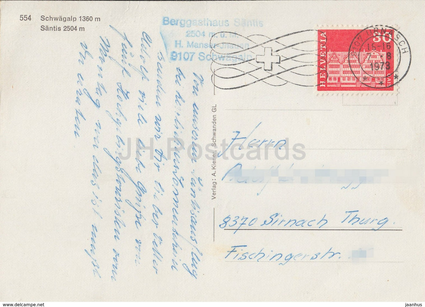 Schwagalp 1360 m - Santis 2504 m - multiview - 554 - 1973 - Switzerland - used