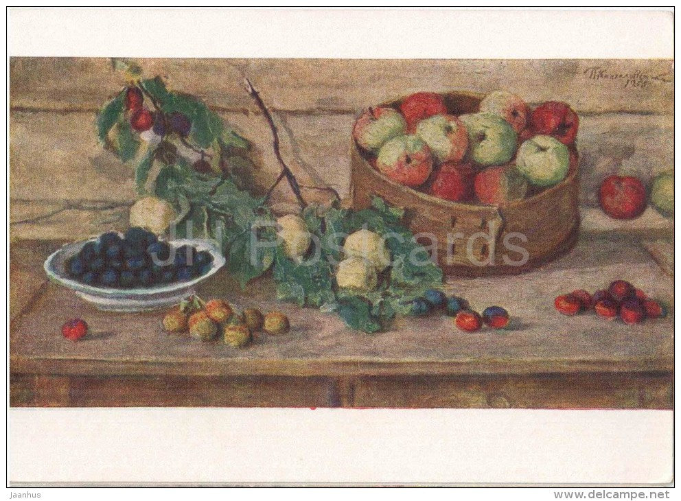painting by P. Konchalovsky - Apples - Still Life - russian art - Russia USSR - unused - JH Postcards