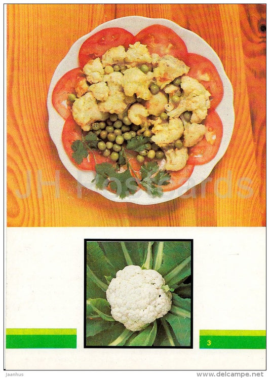 Cauliflower - Vegetable Dishes - recipes - 1990 - Russia USSR - unused - JH Postcards