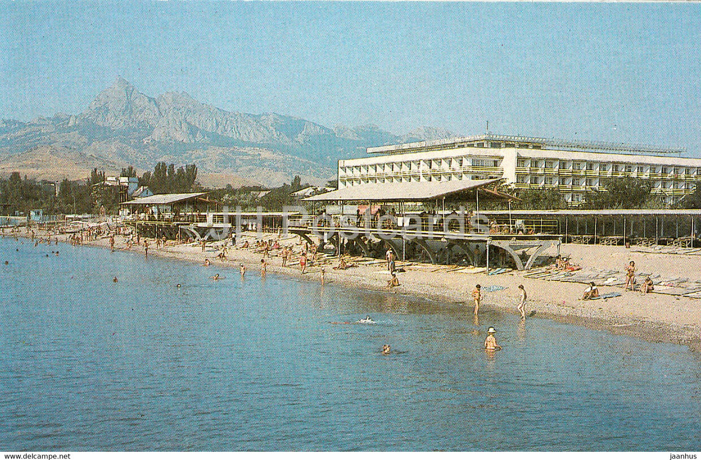 Planerskoye - Koktebel - view at pension home Goluboy Zaliv (Blue Bay) - beach - Crimea - 1989 - Ukraine USSR - unused - JH Postcards
