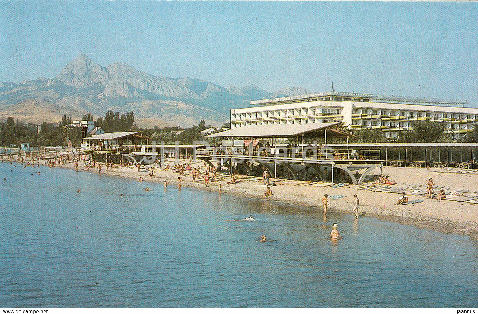 Planerskoye - Koktebel - view at pension home Goluboy Zaliv (Blue Bay) - beach - Crimea - 1989 - Ukraine USSR - unused - JH Postcards