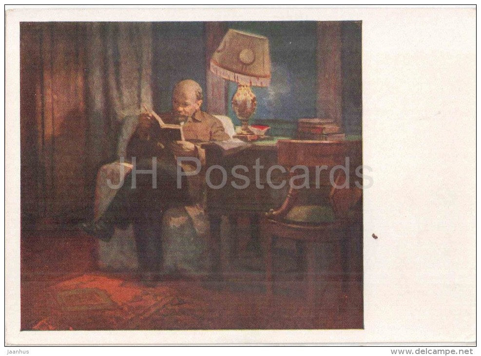 painting by A. Kostyuchenko - Lenin in Gorki - russian art  - unused - JH Postcards