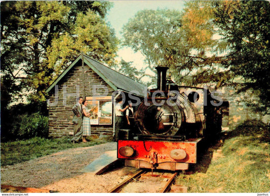 Sir Haydn at Rhydyronen Station - train - locomotive - 3 - old postcard - Wales - United Kingdom - unused