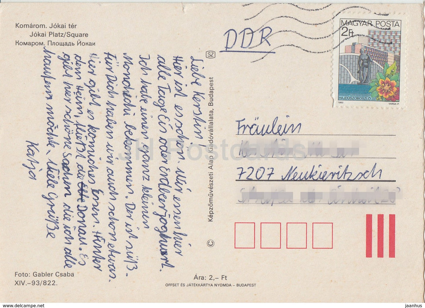 Komarom – Jokai-Platz – 1980er Jahre – Ungarn – gebraucht