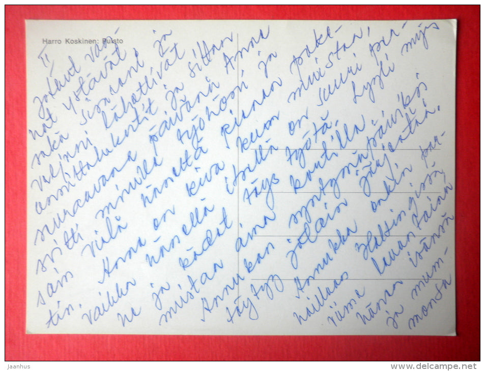 illustration by Harro Koskinen - Park - winter - Finland - circulated in Finland - JH Postcards