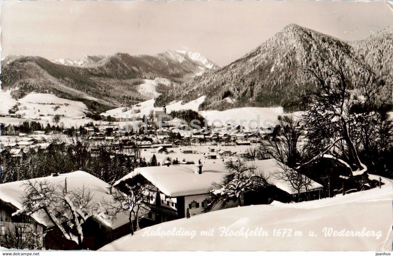 Ruhpolding mit Hochfelln 1672 m u Westernberg - old postcard - 1958 - Germany - used - JH Postcards