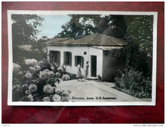 Pyatigorsk - Lermontov house museum - writer - poet - sent to Estonia - stamped - 1953 - Russia - USSR - used - JH Postcards