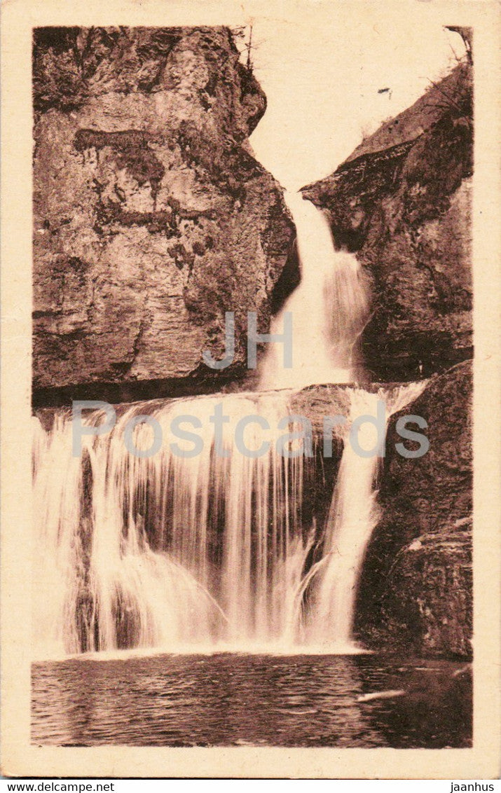 Jura Touriste - Cascade de la Billaude - old postcard - 1955 - France - used - JH Postcards