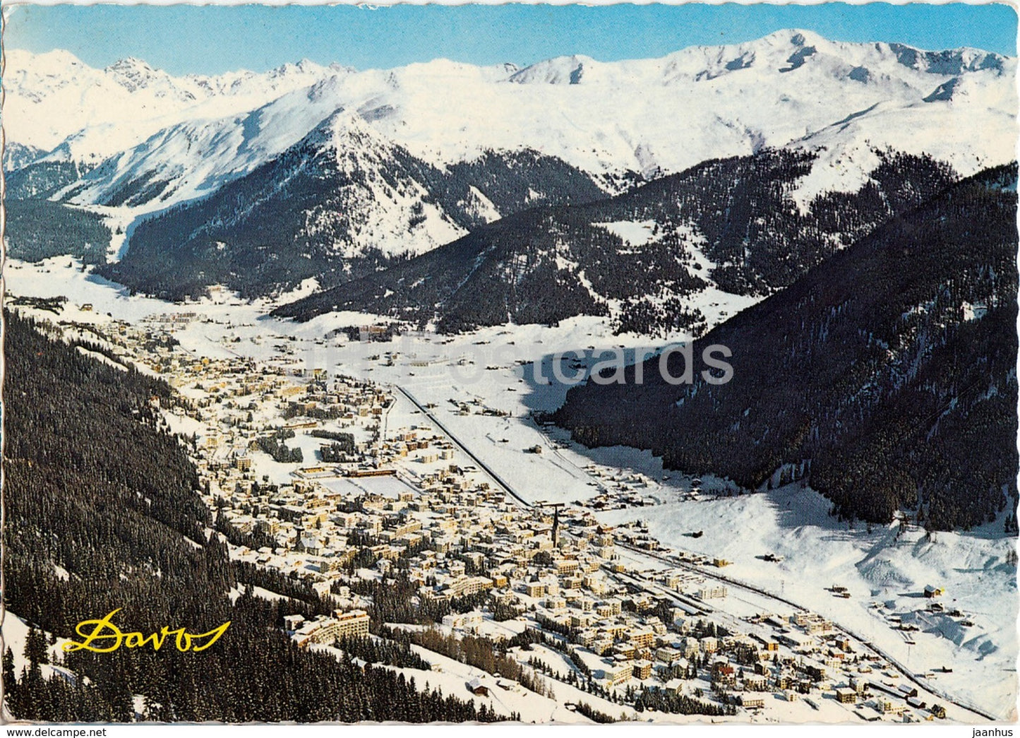 Davos 1560 m gegen Rhatikon Seehorn und Pischahorn - 1968 - Switzerland - used - JH Postcards