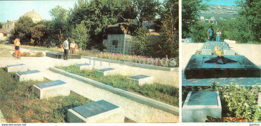 Bakhchisaray Palace Museum - WWII Fraternal cemetery - tank - Eternal Flame - Crimea - 1981 - Ukraine USSR - unused - JH Postcards