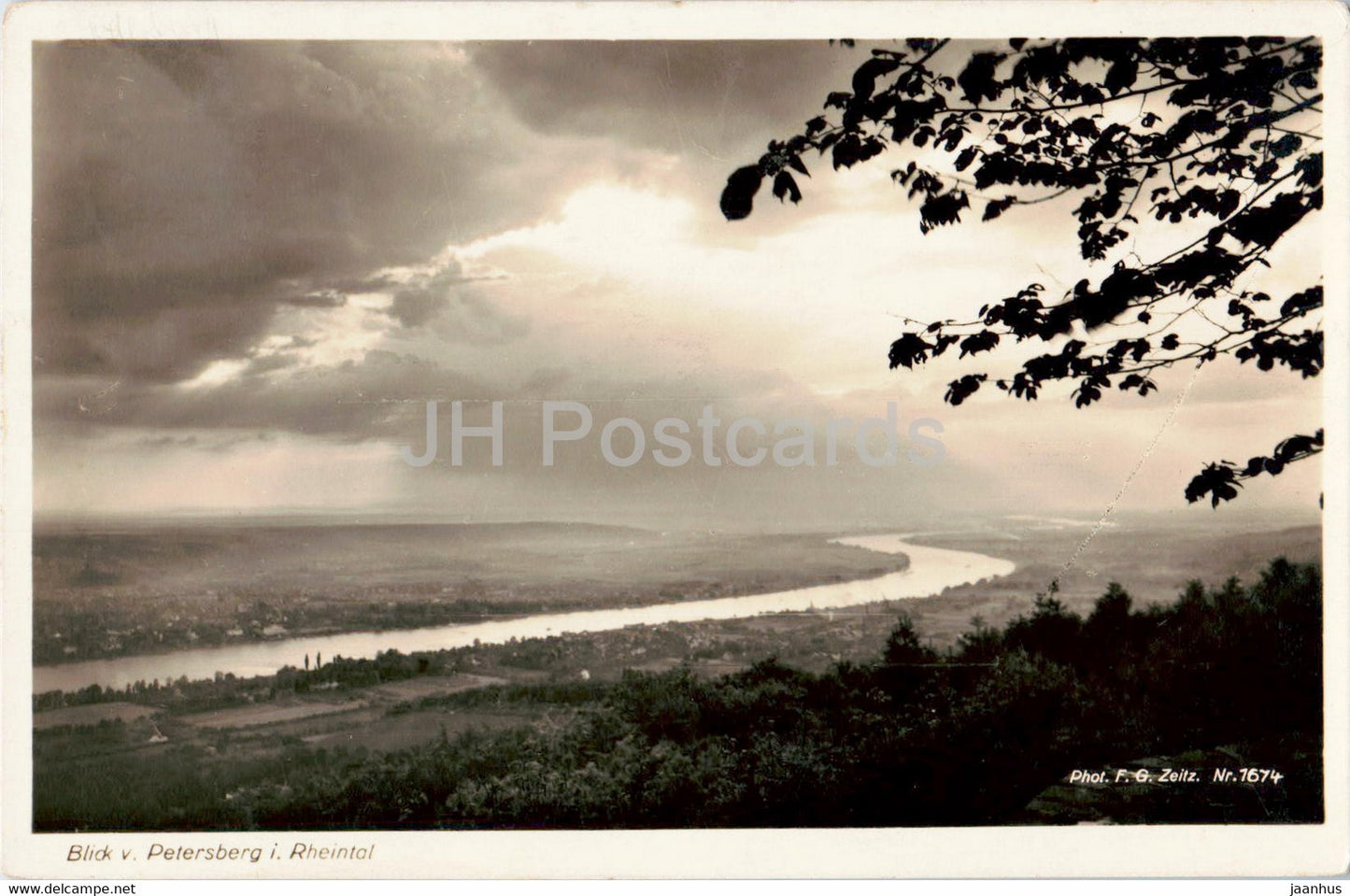 Blick v Petersberg i Rheintal - 1674 - old postcard - 1932 - Germany - used - JH Postcards