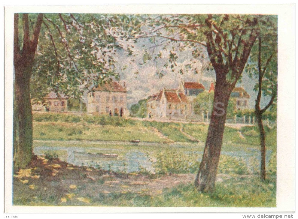 painting by Alfred Sisley - Villeneuve-La-Garenne - french art - unused - JH Postcards