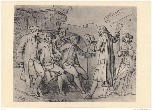 painting by A. Losenko - Travelers , 1760s - Russian art - 1958 - Russia USSR - unused - JH Postcards