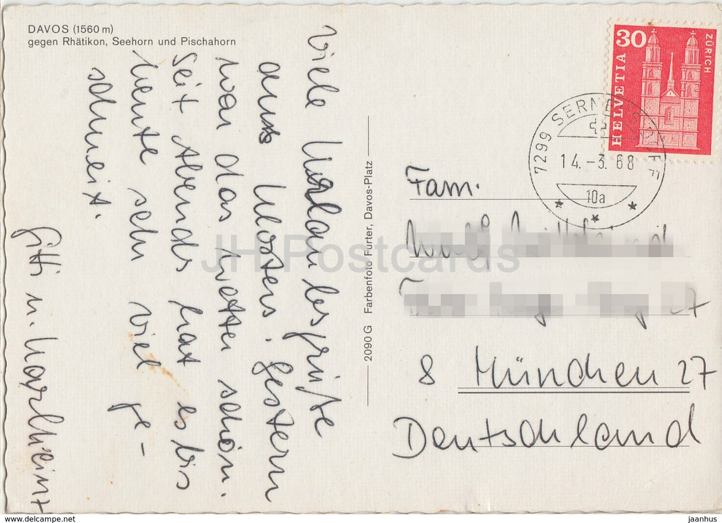 Davos 1560 m gegen Rhatikon Seehorn und Pischahorn - 1968 - Switzerland - used