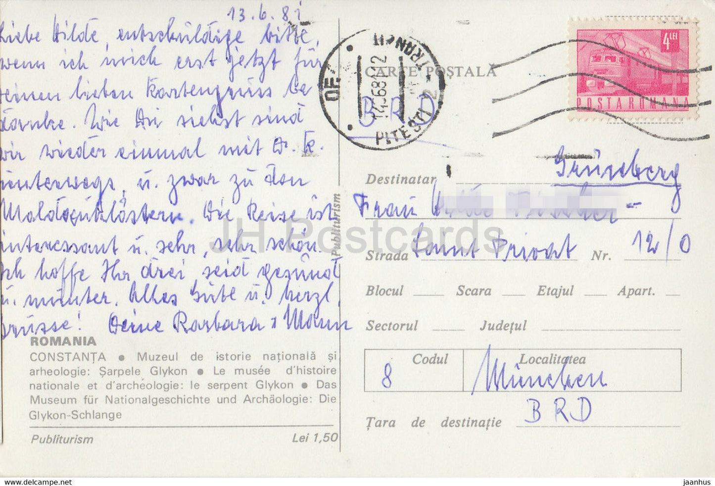 Constanta - Musée d'histoire nationale et d'archéologie - Glykon Snake - 1968 - Roumanie - occasion