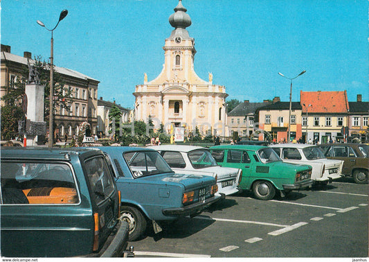 Wadowice - market square - car Polski Fiat - Poland - unused - JH Postcards