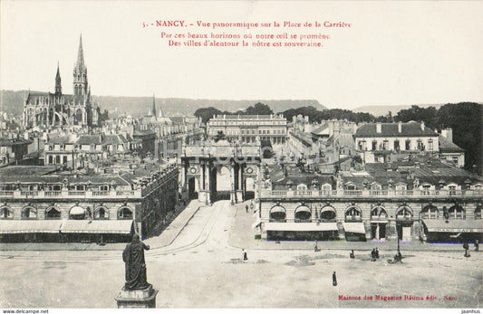 Nancy - Vue panoramique sur la Place de la Carriere - 5 - old postcard - France - unused - JH Postcards